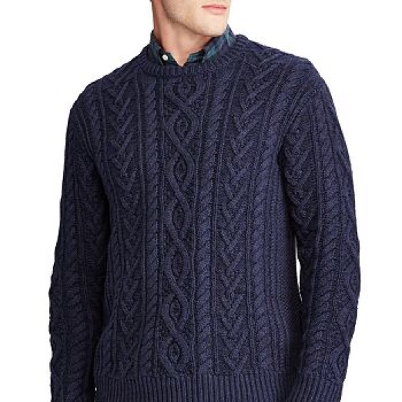 Polo by Ralph Lauren | Sweaters | Polo Ralph Lauren Iconic Fisherman Sweater  L Navy | Poshmark